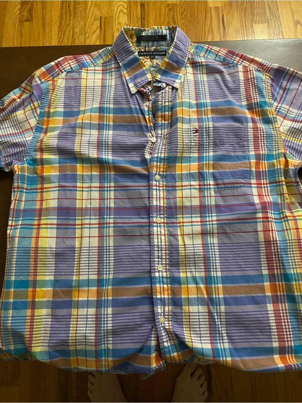 Tommy Hilfiger Multicolor Plaid Short-Sleeve Button-Down Shirt